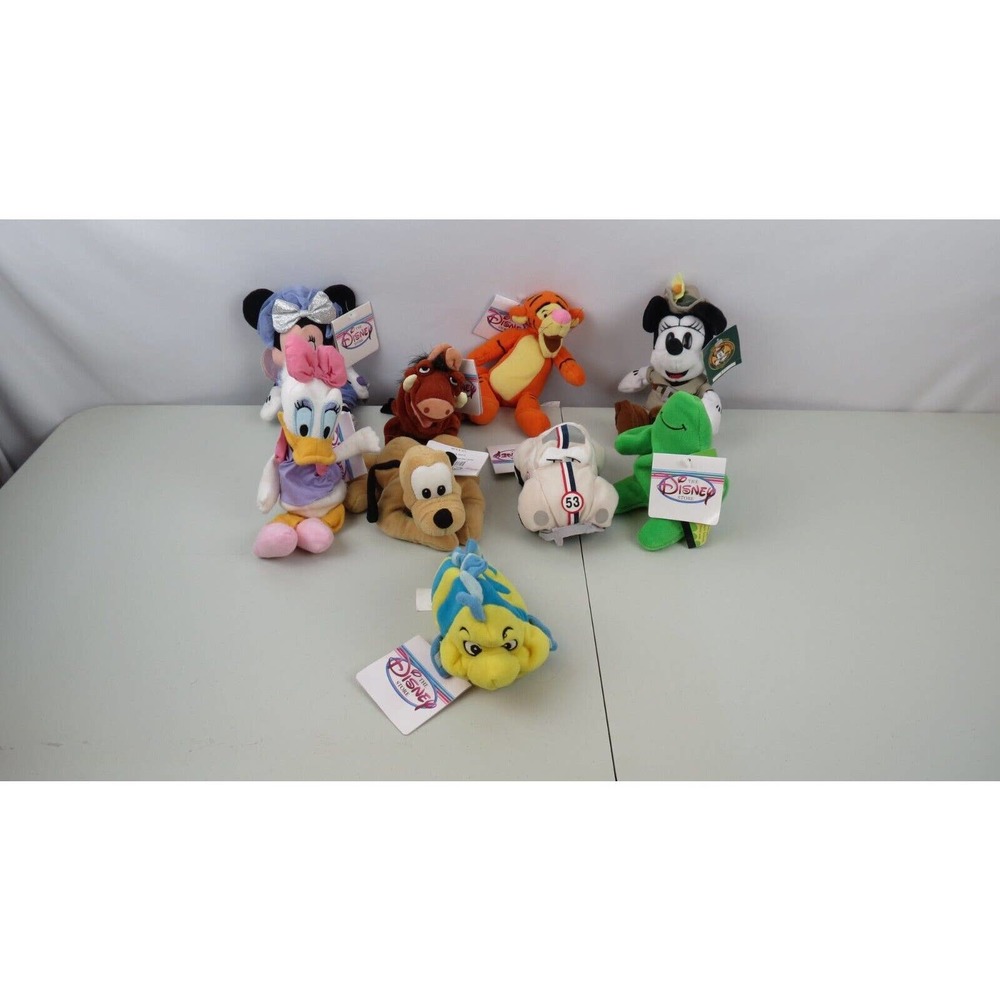 The Disney Store bean bag plush lot Minnie, Pumba, Herbie, Daisey, Pluto, Tigger